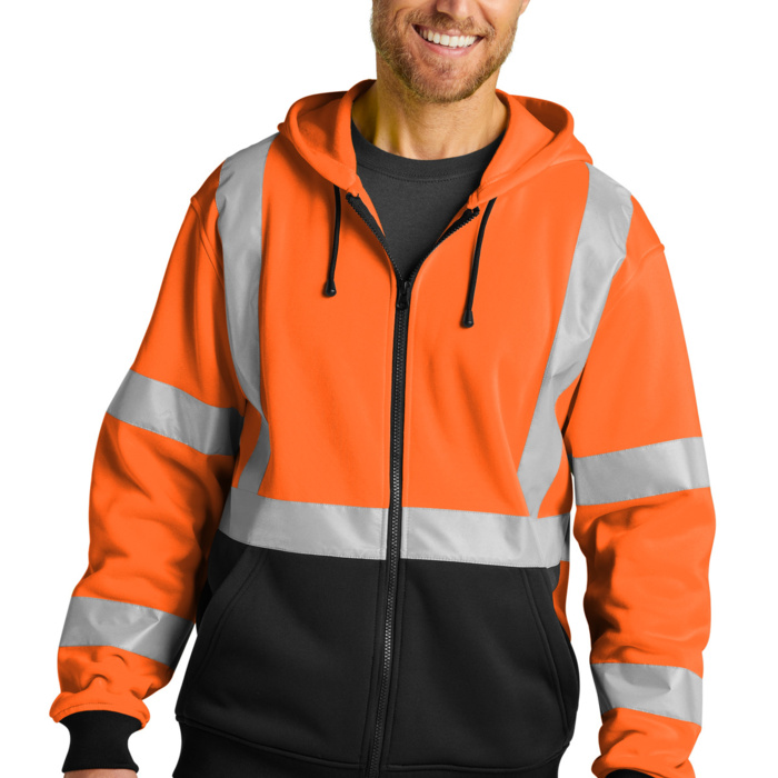 A107 Class 3 Heavy Duty Fleece Full Zip Hoodie Thumbnail