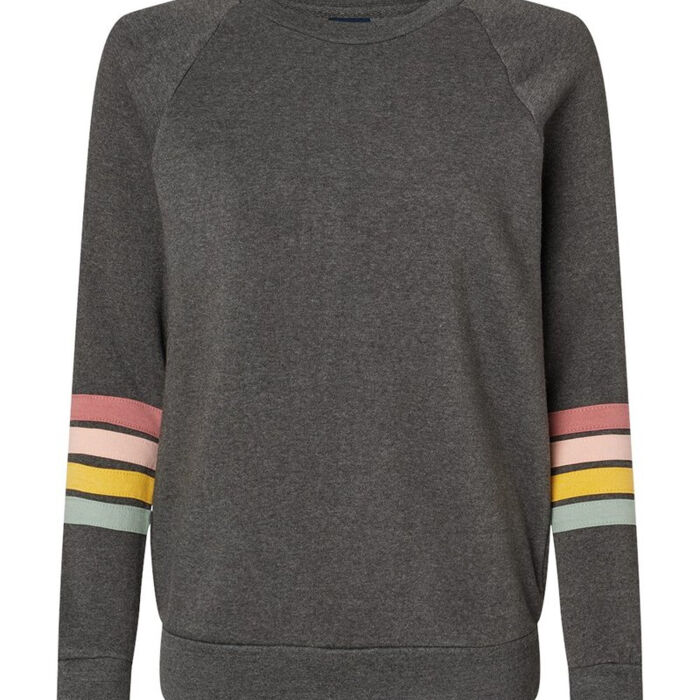 Women's Striped Sleeves Crewneck Sweatshirt Thumbnail