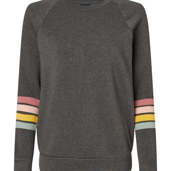 Women's Striped Sleeves Crewneck Sweatshirt Thumbnail