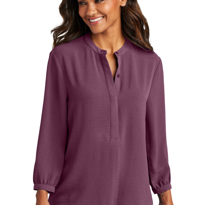 Women's 3/4 Sleeve Textured Crepe Tunic Thumbnail