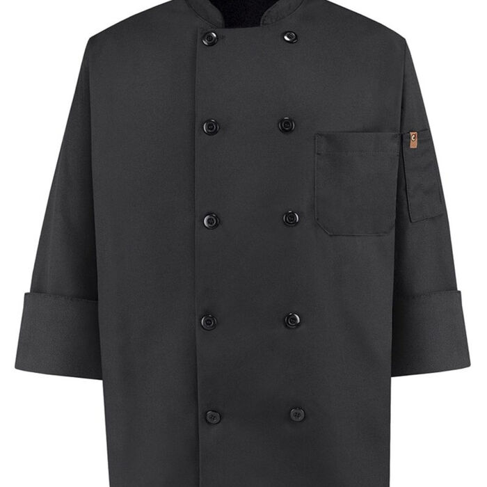Ten Pearl Button Black Chef Coat Thumbnail