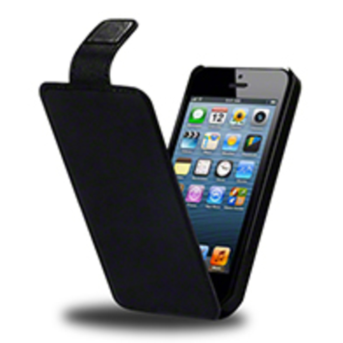 iPhone 5 Flip Case - Black (PU Leather) Thumbnail
