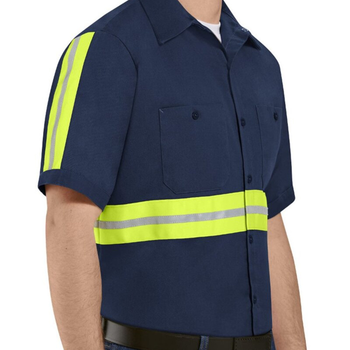 Men's Tall Enhanced Visibility Short Sleeve Cotton Work Shirt Thumbnail