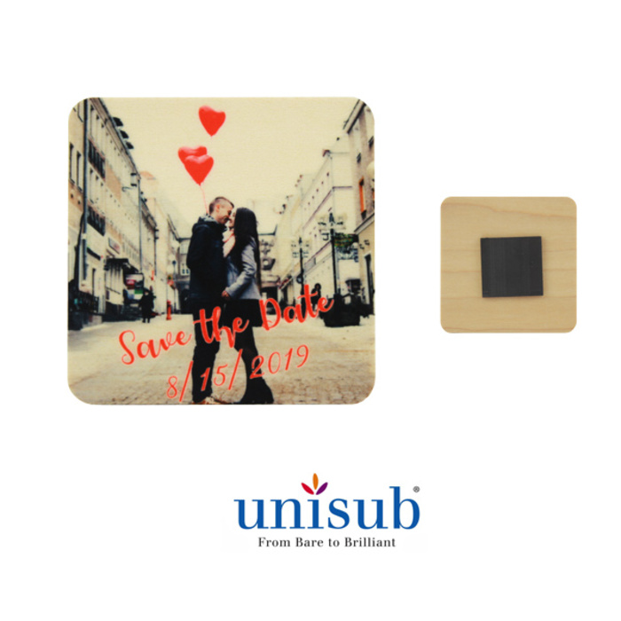 Square Natural Wood Photo Magnet Thumbnail