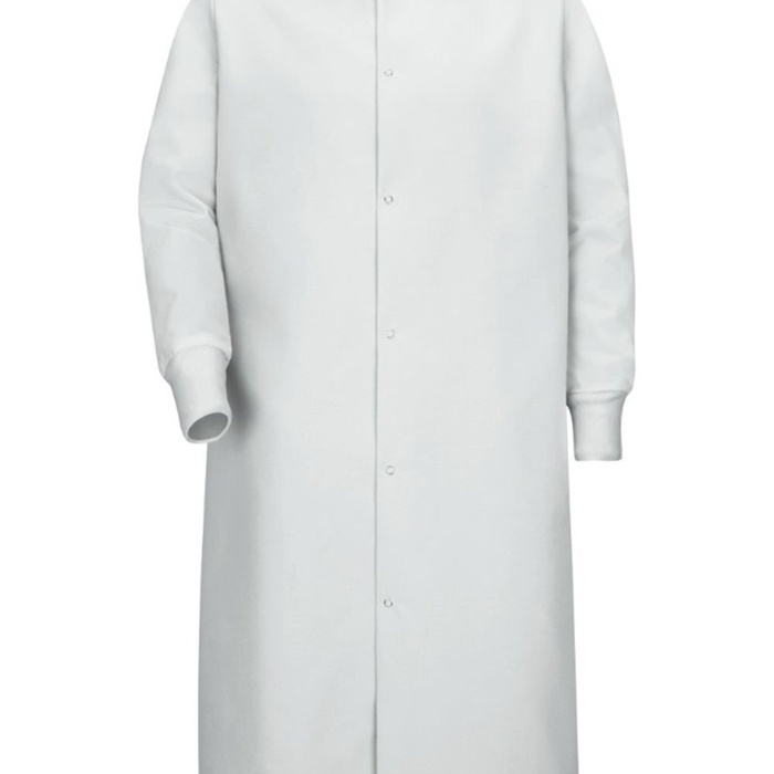 Unisex Gripper-Front Pocketless Butcher Coat With Knit Cuffs Thumbnail