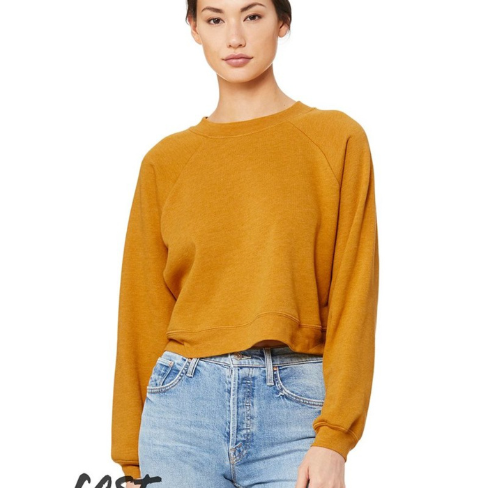 Women's Crop Raglan Crewneck Sweatshirt Thumbnail