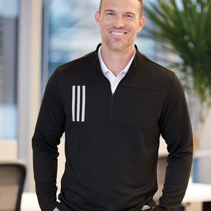 Men's 3-Stripes Double-Knit Quarter-Zip Pullover Thumbnail