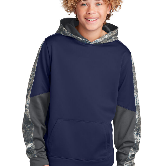YST231W Youth Sport Wick ® Mineral Freeze Fleece Colorblock Hooded Pullover Thumbnail