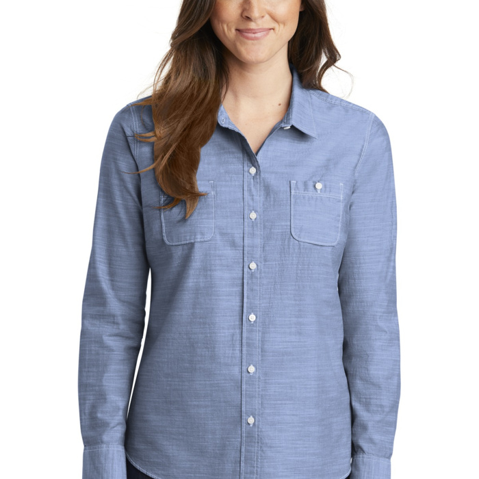 LW380W Ladies Slub Chambray Shirt Thumbnail