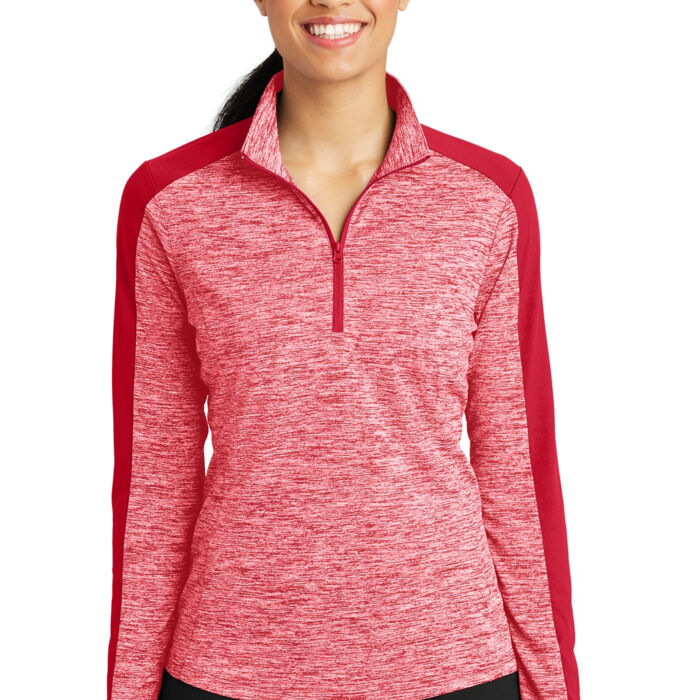 Lst397W Ladies PosiCharge ® Electric Heather Colorblock 1/4 Zip Pullover Thumbnail