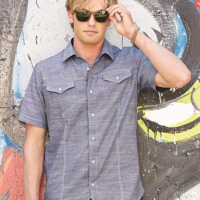 B9247W Textured Solid Short Sleeve Shirt Thumbnail