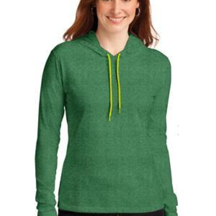  Ladies 100% Combed Ring Spun Cotton Long Sleeve Hooded T Shirt Thumbnail