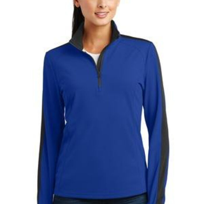 LST861W Ladies Sport Wick ® Textured Colorblock 1/4 Zip Pullover Thumbnail