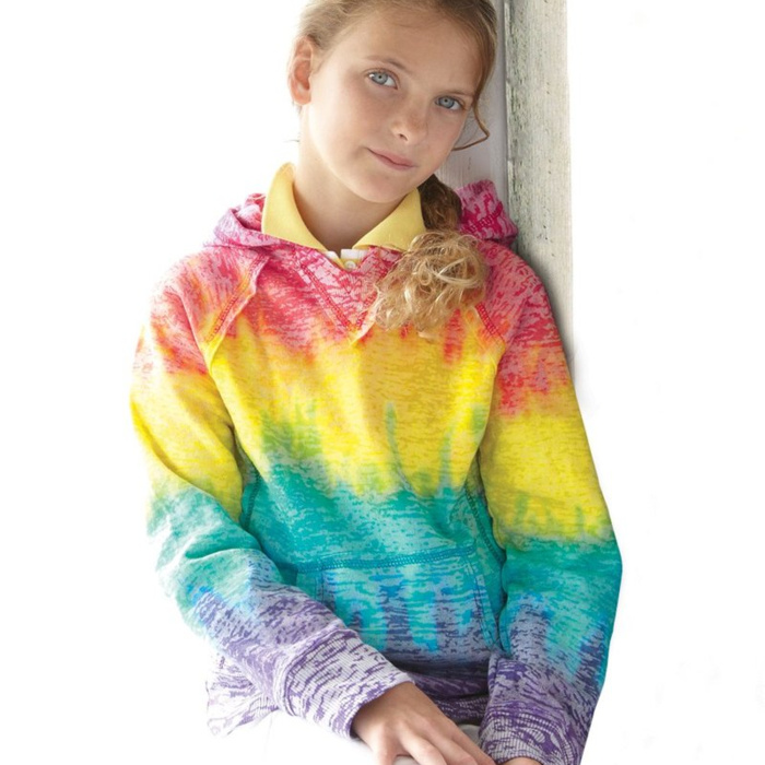 W1162YW Girls’ Courtney Burnout V-Notch Hooded Sweatshirt Thumbnail