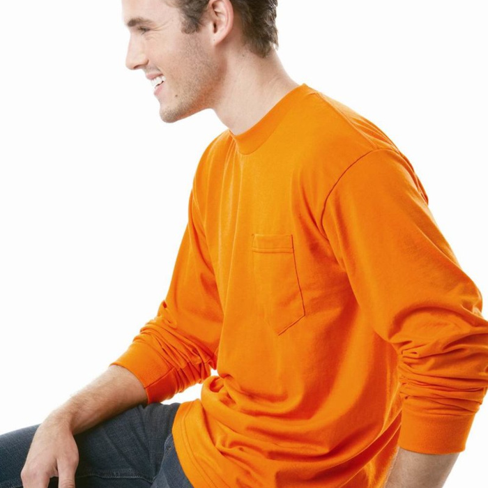 USA-Made 50/50 Long Sleeve T-Shirt with a Pocket Thumbnail