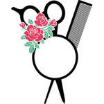 comb scissors circle monogram colored Thumbnail